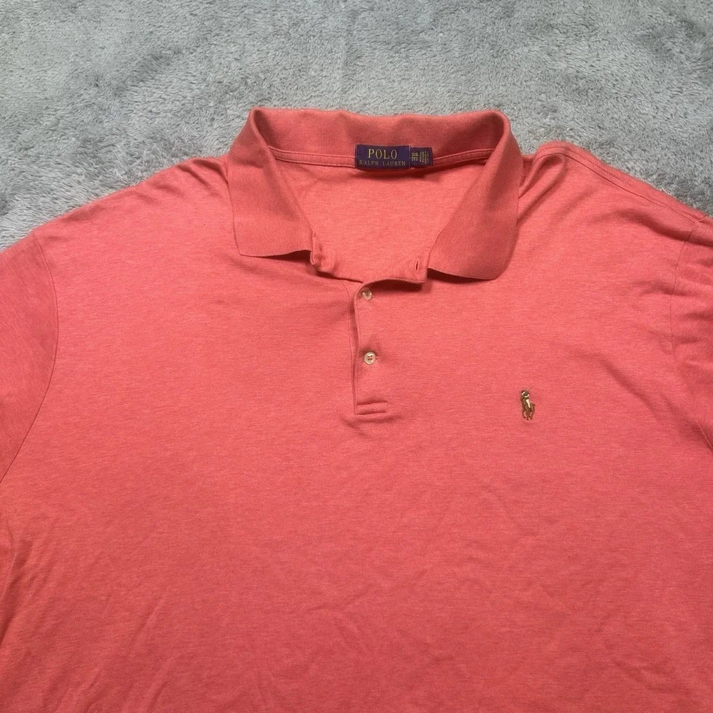 Ralph Lauren Polo Shirt Mens 3XB Pink Heather Flesh Pony‎ Classic Short Sleeve